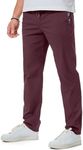 JMIERR Men's Pants Casual Chino Pants Drawstring Stretch Waist Relaxed Fit Cotton Twill Straight Trousers Deep Red Pants with Pockets, L