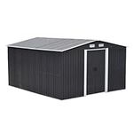 Garden Shed Metal by Garden Universe 10' x 12' Storage Anthracite Grey FREE Base Frame GS10-12AN