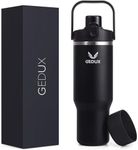 Gedux 32 oz Stainless Steel Tumbler with Handle and Straw, Vacuum Insulated Water Bottle with 2-in-1 Lid (Chug Lid/Straw Lid), Cupholder Friendly Gifts for Women and Men