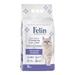 Felin Cat Litter Clumping 100% Natural Bentonite, Clumping 99.5% Dust Free, Forever Fresh, Pet-Friendly, Fighting with Odors Lavender Scented (5 L)