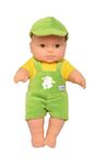 EL FIGO Cute Little Boy Toy in Green Dungaree Dress Doll for Kids (Rotatable Legs Arms with Removable Clothes Set 31 cm)