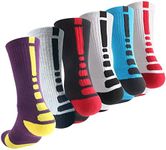 OLCHEE Boys Sock Basketball Soccer Hiking Ski Athletic Outdoor Sports Thick Calf High Crew Socks Multipack, B: 6 Pack (Crew Length), Medium