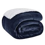 Bedsure Sherpa Fleece Throw Blanket for Couch - Thick and Warm Blanket for Winter, Soft and Fuzzy Throw Blanket for Sofa, Fall Throw Blanket, Navy, 50x60 Inches