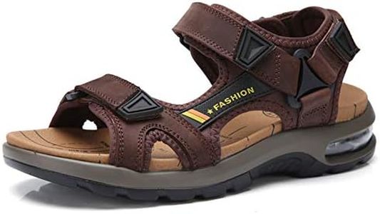 Men's Sandals Open-Toe Leather Outdoor Hiking Sandals Athletic Beach Shoes Water Beach Sandals