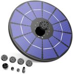 AISITIN 3.5W Solar Fountain Pump with 1500mAh Backup, Circle Solar Water Pump Floating Fountain, 6 Nozzles, for Bird Bath, Fish Tank, Pond Garden