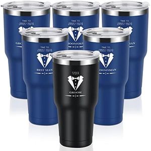 pengtai Groomsmen Gifts,Groomsman Proposal Gifts,Groomsmen Gifts Set of 6,Best Man Proposal Gifts,Groomsman 30oz Tumbler Gift for Wedding, Bachelor Party Gifts for Groomsman