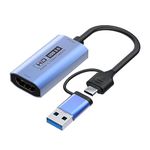 Replacement 2 in 1 HDMI to USB3.0 TYPEC Audio Video Capture Card MS2130 Live Stream Recorder HDMI2.0 Capture Card Device Connection USB USBC3.0 Computer Host Laptop Docking Adapter Cable 4K60HZ