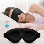 Navaris 3D Eye Mask for Sleeping & Lash Extensions - Set of 2 (Black & Pink) - Blackout Sleep Mask for Side Sleepers & Eyelash Extension - Padded Night Masks for Men & Women