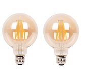 Desidiya Edison Tungsten Filament Round Antique Glass G80 Light Bulbs Pack of 2 Vintage Base E27 Bulb Yellow Light For Home Decoration Living Room/Hall/Balcony/Restaurant Bar Lighting