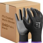 Kebada Safety Work Gloves for Men & Women, 240 Pairs Bulk Pack, PU Coated