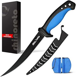 17cm Fillet Knife with Sharpener included. Flexible, stainless steel blade.