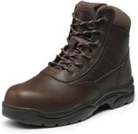 NORTIV 8 Men's Safety Steel Toe Work Boots Breathable Ankle Industrial Construction Boots BROWN 9 CONTRACTOR-ST-NEW