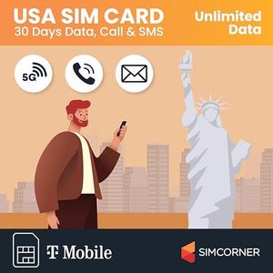 USA Travel Sim Card | Unlimited Internet Data | Unlimited Local Calls and SMS | T-Mobile (30 Days + Bonus Travel Journal)