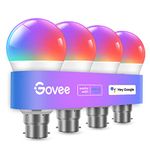 Govee RGBWW Smart Light Bulbs, Colour Changing LED Bulbs with Music Sync, 54 Dynamic Scenes 16 Million DIY WiFi & Bluetooth LED Bulbs Work with Alexa, Google Assistant Home App, 4 Packs