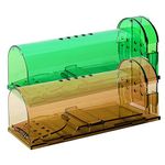 Humane Mouse Trap, Live Mice Trap, Reusable Indoor and Outside Mouse Traps, Kids/Pets Safe, Easy to Set (2, Brown + Green)