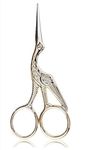 3.6" Stainless Steel Tip Classic Stork Scissors Crane Design Sewing Scissors DIY Tools Small Shear for Embroidery, Craft, Needle Work, Art Work Everyday Use Gold Scissors