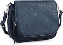 Crossbody Bags for Women Small Pu Leather Over the Shoulder Purses and Flap Cross Body Handbags with Multi Pockets,Navy