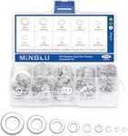 Minglu Washers, 900 Pcs Washers for Screws, 304 Stainless Steel Flat Washers, Flat Washers for Bolts Assortment, Assorted Hardware Lock Metal Washers Kit (9 Sizes-M2 M2.5 M3 M4 M5 M6 M8 M10 M12)