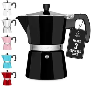 Zulay Premium Moka Pot Espresso - Leak-Proof Stovetop Espresso Maker - Perfect for Authentic Cuban & Italian Style Espresso - Makes 3 Espresso Cups - Black