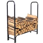 Sunnydaze 122 Centimetre Long Firewood Log Rack – Outdoor/Indoor Log Storage Black Powder-Coated Steel Wood Storage Accessory