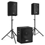 VONYX VX0812BT 2.1 Active PA System Kit with 12-Inch Subwoofer - Powerful Bluetooth Active Speaker Kits, Ideal for DJs, Bands, and Events - Complete 2.1 PA System for Clear Sound & Bass