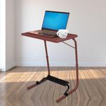 TABLE MAGIC Alloy Steel - Laptop Table Mat Finish, Lapdesk, Utility Table, Table With Footrest, Height Adjustable Table, Work At Home Table, ( Footrest Candy Brown, Large)