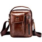 Xieben Vintage Leather Mens Handbag Shoulder Bag for Men Everyday Casual Business Briefcase Cross Body Messenger Pack Tote Handbags Coffee