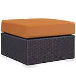 LexMod Convene Outdoor Patio Fabric Ottoman, Espresso/Orange