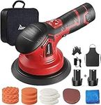 Aiment Cordless Car Buffer Polisher - 6 Inch Car Polisher for Car Detailing with 6 Variable Speed, 2pcs 12V Rechargeable Batteries - 2500-5000RPM Brushless Polisher for Waxing Paint Correction