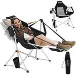 KingCamp Hammock Camping Chair, Aluminum Alloy Adjustable Back Swing Chair, Folding Rocking Chair with Removable Footrest Pillow Cup Holder for Outdoor Beach Lawn