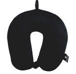 ROUCHYCO- Adult Neck Pillow for Travel, 100% Microbead filling, Comfortable Head Rest Support for Cars Trains Flights Office Home, Supportive Cushion for Sleep (Black)