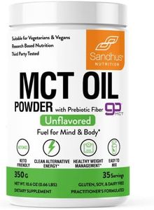 Sandhus’s MCT Oil Powder With Prebiotic Fiber| 35 Servings| Organic - Keto|Fatty Acid Fuel for Body + Brain| 100% coconut oil derived, Easy to mix in tea and coffee, creamer - 10.6 Oz|