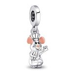 H.ZHENYUE Cute Small Mouse Dangle Charm for Women Charm Bracelets, 925 Sterling Silver Cartoon Double Mouse Mother's Day Birthday Halloween Christmas Jewelry Gift for Girls