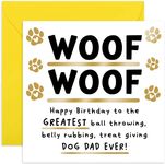 Old English Co. Funny Birthday Card from Dog for Dog Dad - Birthday Gift for Husband from Dog Pet Puppy - 'Woof Woof' Furbaby Birthday Card for Him | Blank Inside