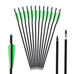 Huntingdoor 12Pcs Crossbow Bolts 20 Inches Carbon Arrows with 4" Plastic Vane Archery Hunting Arrows for Target Practice Crossbow 250lbs max