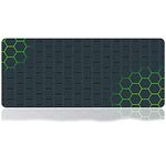 Large Gaming Mouse Pad, Mouse Mat with Stitched Edge, Non-Slip Rubber Base Mousepad with Portable Bag, for Desktop, Laptop, Keyboard, Consoles, 35.4" x 15.7" x 0.1" (Black+Green)