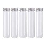 UKCOCO 10 Piece Flat Bottom Test Tubes - Plastic Clear Test Tubes With Screw Caps/Flat Test Tubes for Science Experiments, Science Parties, Candy Storage, Cosmetic Travel Lotion Containers (110ml)