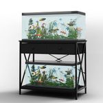 FILKO Aquarium Stand 40-50 Gallon, Metal Gallon Fish Tank Stands with Accessories Storage, Turtle/Reptile Terrariums Table,Breeder Tank Stand,Easy to Assemble(Tank not Included) (Black, 40 Gallon)