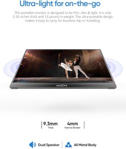 ARZOPA 15.6" FHD Portable Monitor – IPS, USB-C & HDMI, Kickstand
