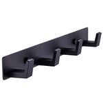 BOOKARROW 4 Matte Black Bathroom Towel Hooks - Wall Mount Screw Fixed Door Hook - Heavy Duty Coat Hanger - Stainless Steel Robe Rack in Bedroom or Kitchen 410B