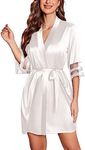 Ekouaer Satin Robe for Women Sexy Bathrobe Lightweight Kimono Soft Sleepwear Bridesmaid Wedding Gown, S-XXL