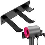 YOUGRIDDA Hair Dryer Holder, Wall Mounted Rack Compatible with All Hair Dryer, Space Organizer for Bathroom/Bedroom/Washroom/Barbershop, 304 Stainless Steel (Black)