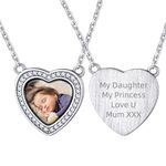 Supcare 925 Sterling Silver Dainty Heart Necklace Customised Photo Full Color Picture CZ Diamond Pendant Personalised Jewellery Memorial Gift