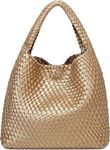 Jugsar Womens Totes Bags Large Shoulder Bags Ladies Hobo Bag Soft Leather Handbags for Women Top Handle Shopping Bag, Gift with a Ladies Purse (Gold)