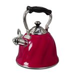 Mr. Coffee 92112.01 Alderton Whistling Tea Kettle, Stainless Steel, Red