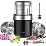 KYG Coffee Grinder Electric Grinder for Flax Seed, Pepper, Spices and Coffee Seeds, 2 Removable Stainless Steel Bowls for Wet and Dry Grinding 300W