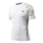 Men's Basic Skins UPF 50+ Short Sleeve Rash Guard Sunset White L