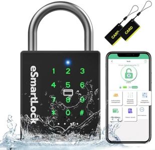 Pothunder Heavy Duty Smart Padlock, Bluetooth Padlock with Code and RFID, Outdoor Padlock with Key, Weatherproof Biometric Digital Lock for Gate, Sheds, Fence, Garage, Locker, Storage Unit