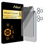 Ailun 2Pack Privacy Screen Protector for iPhone 14 Pro Max[6.7 inch] + 2 Pack Camera Lens Protector, Sensor Protection, Dynamic Island Compatible, Anti Spy Private Tempered Glass Film, Case Friendly, [9H Hardness] - HD [Black]