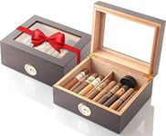 AMERIGO MAKE IT SPECIAL 𝗕𝗘𝗦𝗧 𝗚𝗜𝗙𝗧: GlassTop Handcrafted Cigar Humidor (25-50 Cigars) - Cigar Gifts for Men, Fathers Day - Cigar Accessories - Cherry Wood Humidor Cigar Box for Cigars